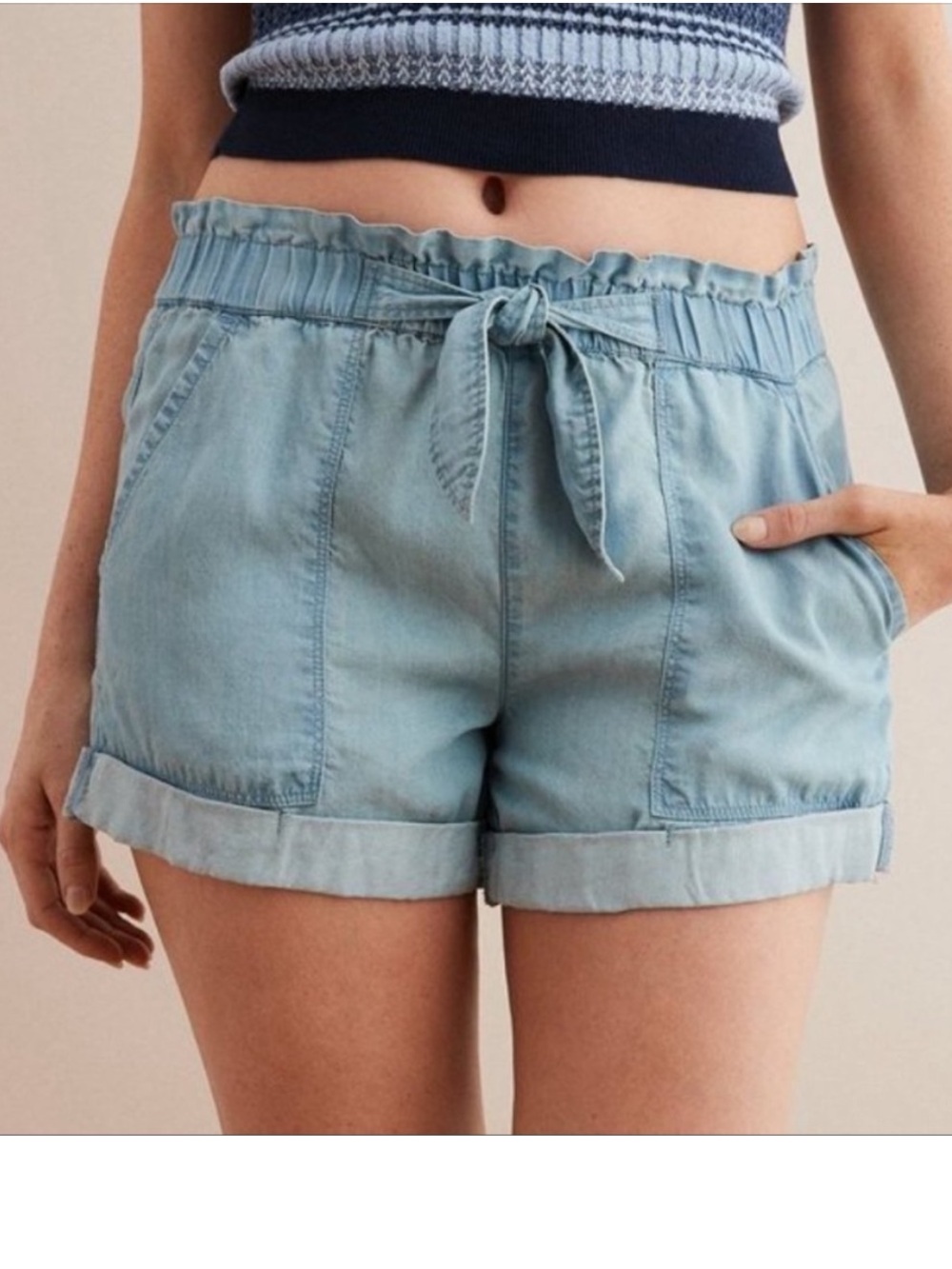 Aerie Chambray Camp Shorts| Large